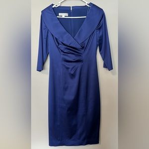 Gorgeous KAY UNGER NEW YORK Royal BLUE SATIN DRESS SIZE 2